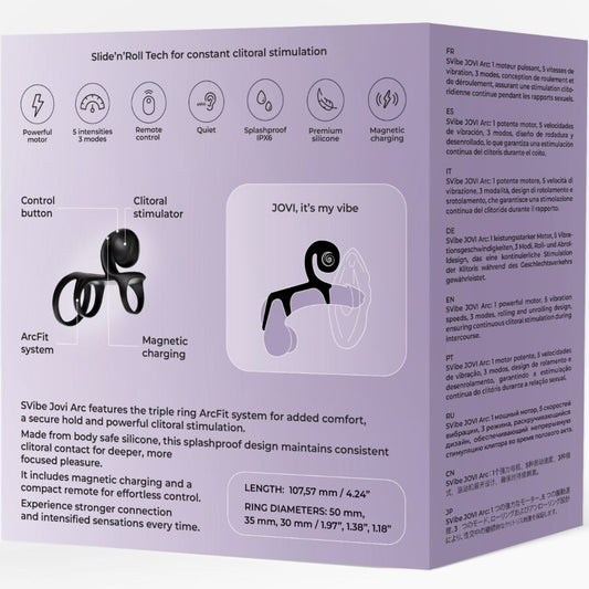 VIBRADOR DE CARACOL - ANILLO DE PAREJA JOVI ARC CON CONTROL REMOTO NEGRO