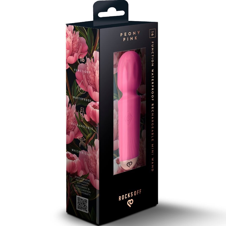 ROCKS-OFF Mini Varinha Recarregável 16 Funções Tulipa Preta para estimulação íntima