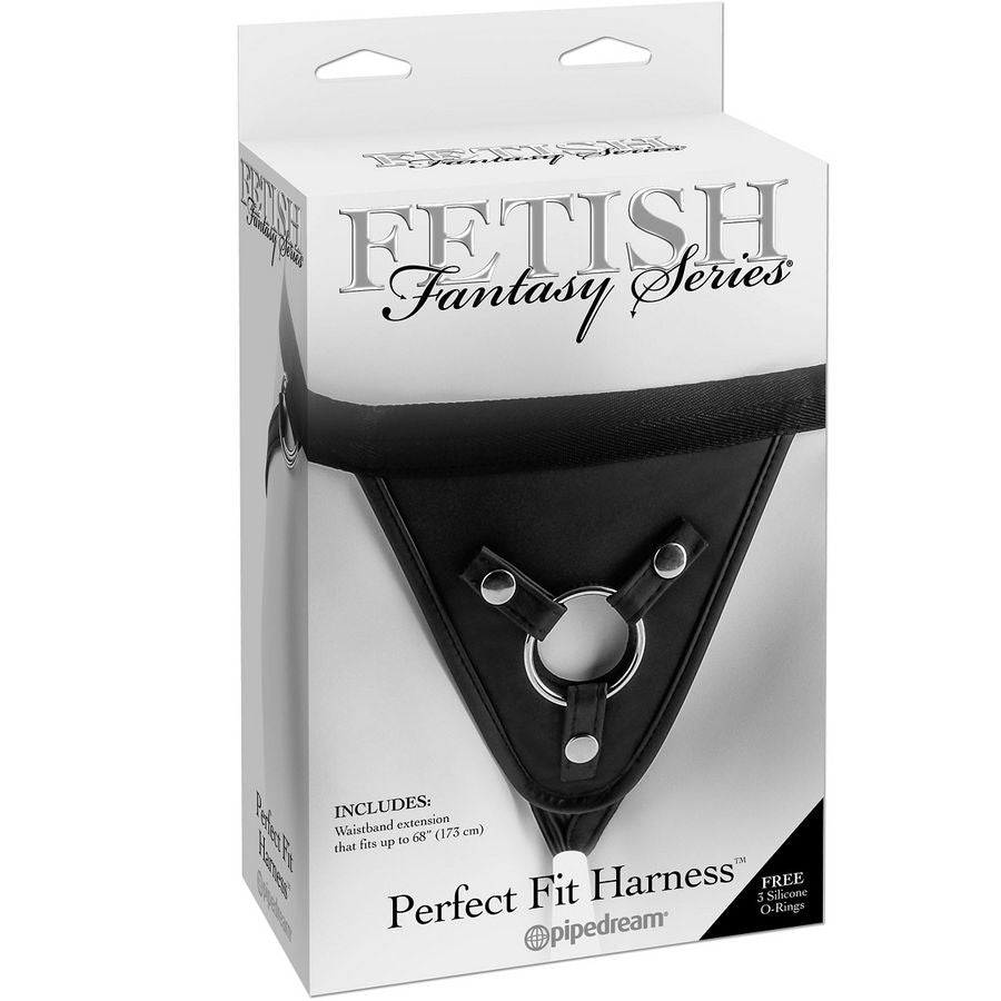 Close-up of the FETISH FANTASY SERIES Arnês Strap-On Ajuste Perfeito showing its soft nylon and adjustable features.