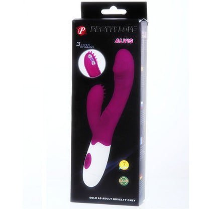 Vibrador PRETTY LOVE Andre em lilás e branco com ponta rotativa e detalhes de silicone.