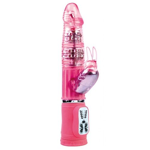 BAILE Vibrador Rotador Passion Rock Bunny 10 Funções 27 CM em rosa, destacando o design e as características de estimulação.