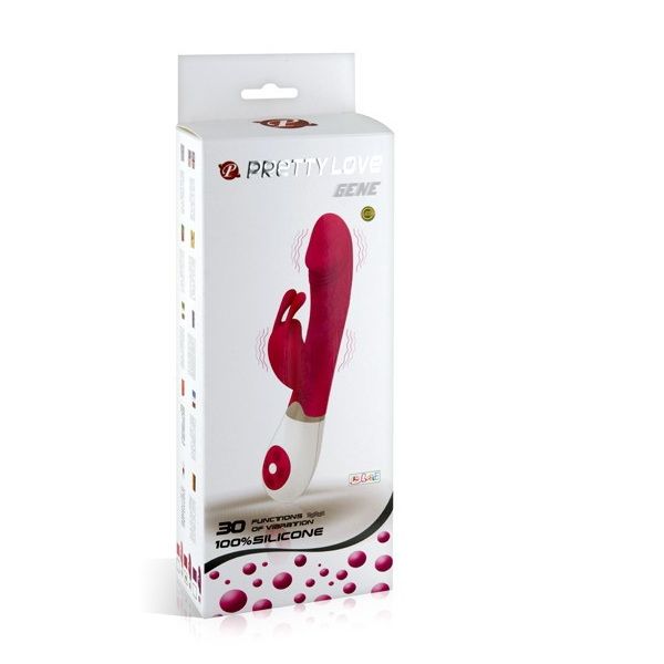Close-up of the PRETTY LOVE Vibrador de Coelho Ergonômico com 30 Vibrações showing its design and features.