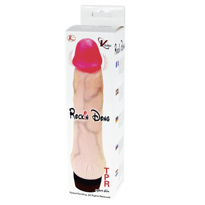Close-up do vibrador BAILE Rockin Dong Cyber Skin II, mostrando sua textura realista e detalhes.