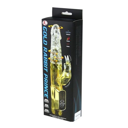 Close-up do BAILE Vibrador Coelho Gold Prince, exibindo seu design ergonómico e estimulador clitoriano.