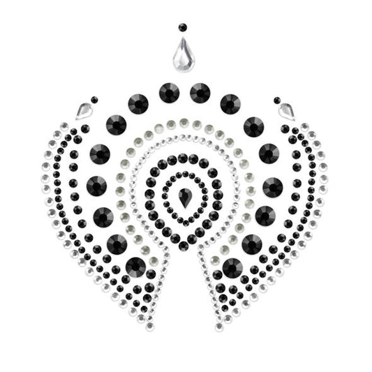Close-up da Joia Íntima BIJOUX - INDISCRETS Flamboyant Preto & Prata, mostrando detalhes brilhantes e design elegante.