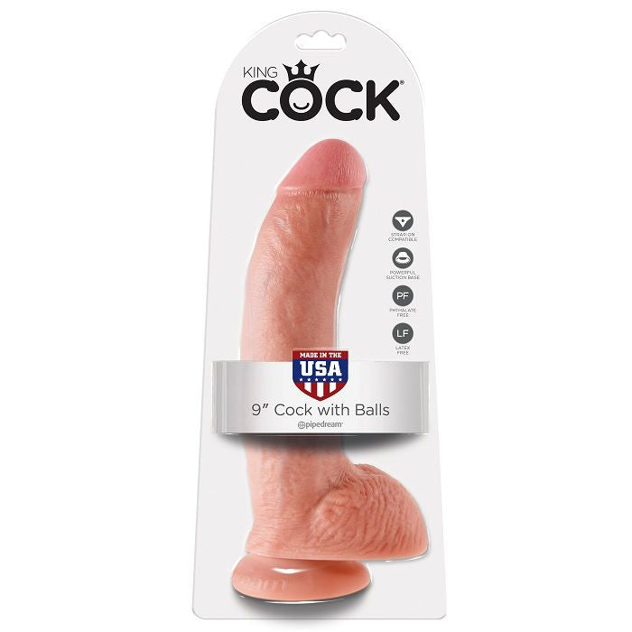 Dildo Realista con Testículos, Tono Carne 22.9 cm