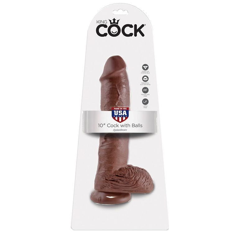 Dildo Realista Marrón con Bolas 25.4 cm