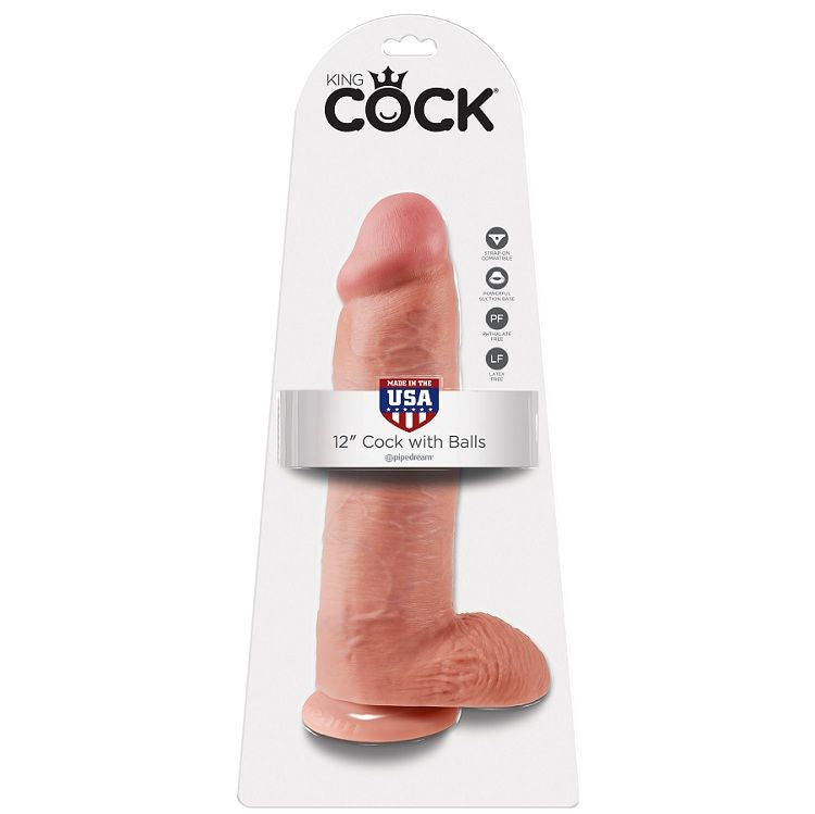 Dildo Realista Color Carne con Testículos - 30.48 cm