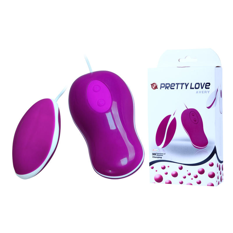 PRETTY LOVE Ovo Vibrante Avery com Controle Remoto Fio - Vista geral do vibrador e controle.