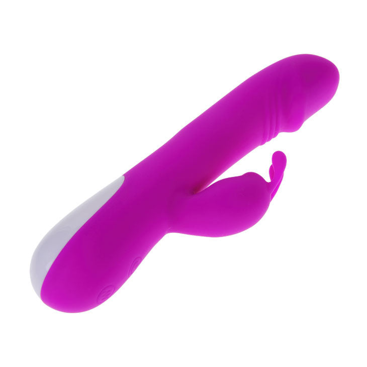 PRETTY LOVE Vibrador Robert com Estimulador de Clitóris, mostrando o design ergonómico e o material de silicone macio.