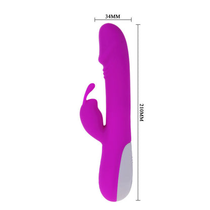 PRETTY LOVE Vibrador Robert com Estimulador de Clitóris, mostrando o design ergonómico e o material de silicone macio.
