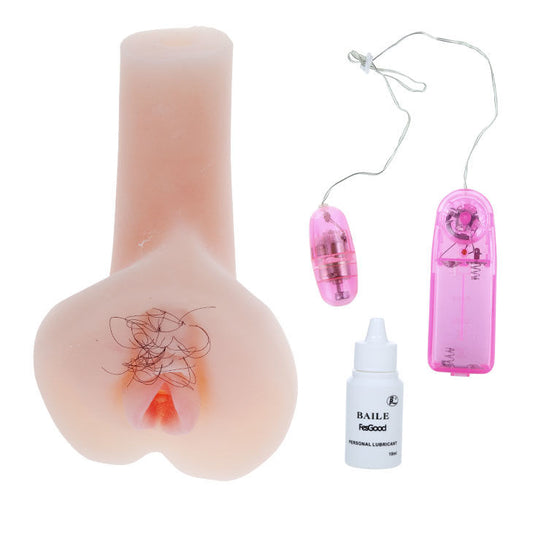 Close-up of the BAILE Masturbador Vagina Vibrante Ultra Realista showing its realistic texture and vibrating features.