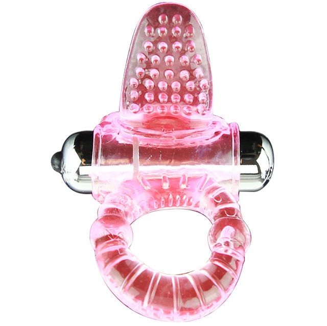 Anel Vibratório BAILE Sweet ABS Rosa com Estimulador Clitoriano, mostrando design ergonômico e material flexível.