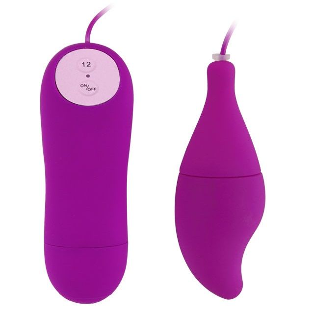 Vibrador Ovo BAILE Shell12 Roxo com controle por fio, textura aveludada.