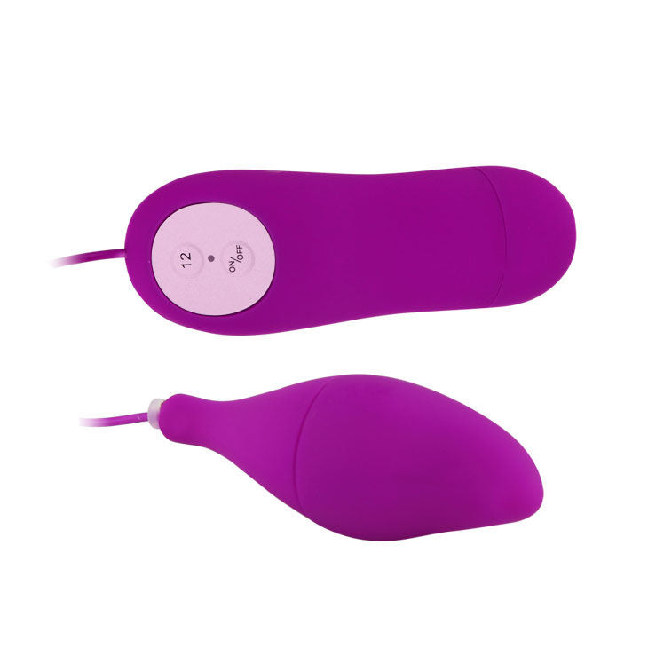 Vibrador Ovo BAILE Shell12 Roxo com controle por fio, textura aveludada.
