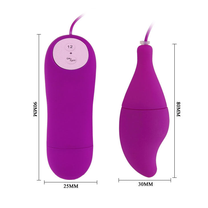 Vibrador Ovo BAILE Shell12 Roxo com controle por fio, textura aveludada.
