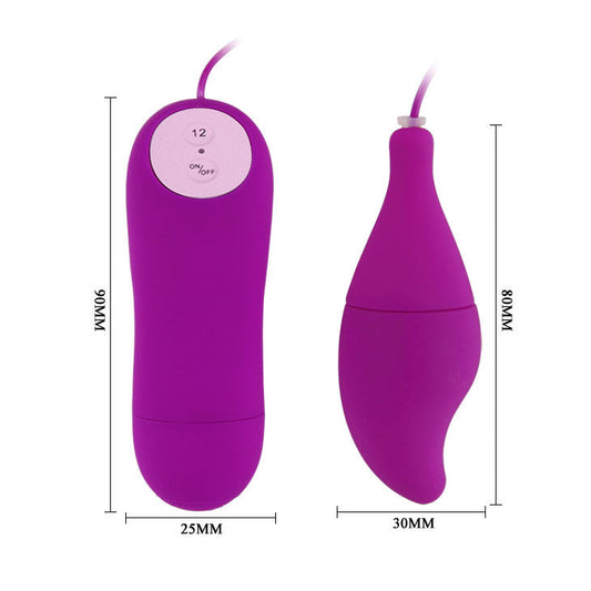 Vibrador Ovo BAILE Shell12 Roxo com controle por fio, textura aveludada.