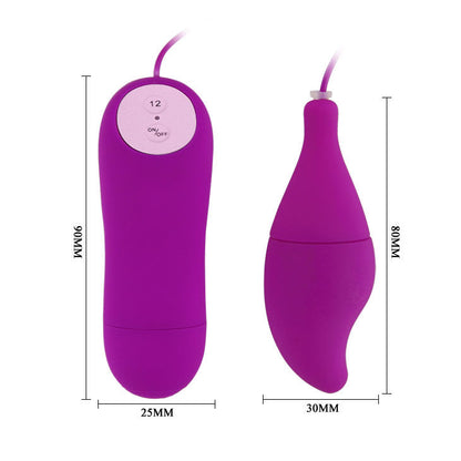 Vibrador Ovo BAILE Shell12 Roxo com controle por fio, textura aveludada.