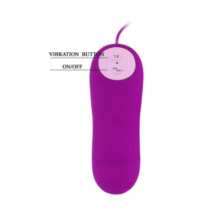 Vibrador Ovo BAILE Shell12 Roxo com controle por fio, textura aveludada.