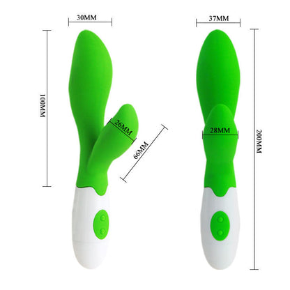 Close-up do PRETTY LOVE Vibrador Owen Verde, destacando seu design ergonômico e cor vibrante.