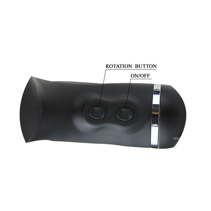 Masturbador automático BAILE Rotation Lover com suporte e textura interna para prazer masculino.