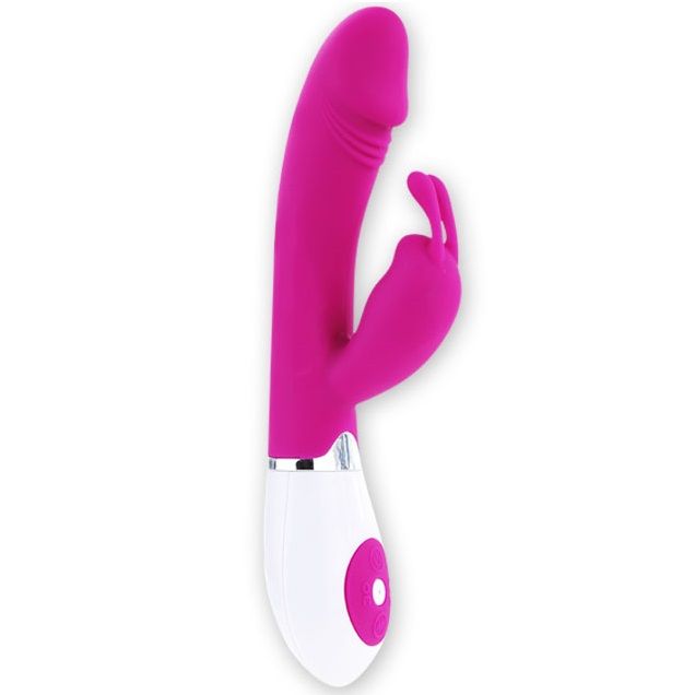 Close-up of the PRETTY LOVE Vibrador de Coelho Ergonômico com 30 Vibrações showing its design and features.