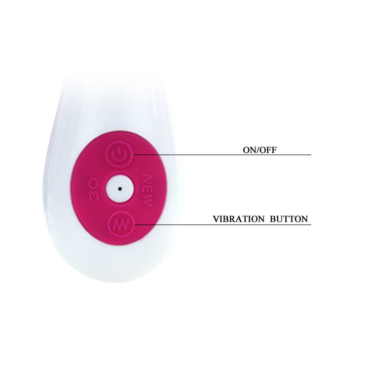 Close-up of the PRETTY LOVE Vibrador de Coelho Ergonômico com 30 Vibrações showing its design and features.