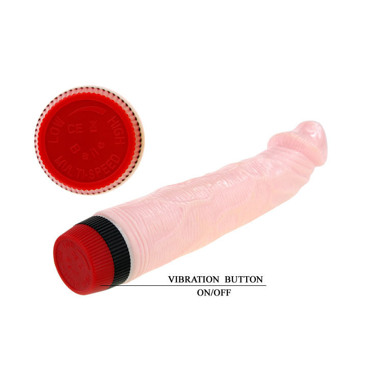 Close-up do vibrador realista BAILE Rockin Dong com vibração multivelocidade.