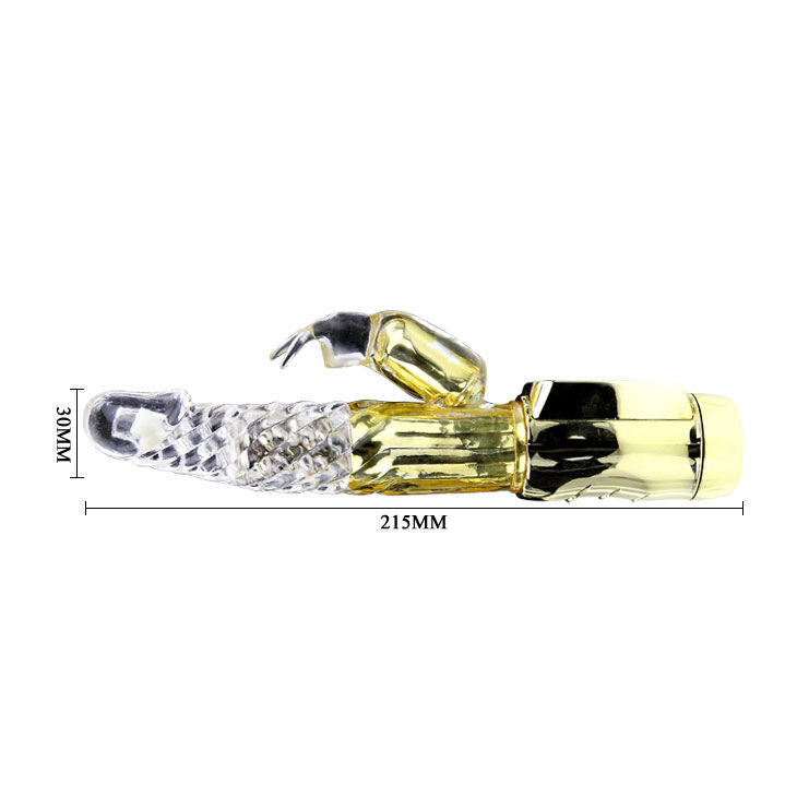 Close-up do BAILE Vibrador Coelho Gold Prince, exibindo seu design ergonómico e estimulador clitoriano.