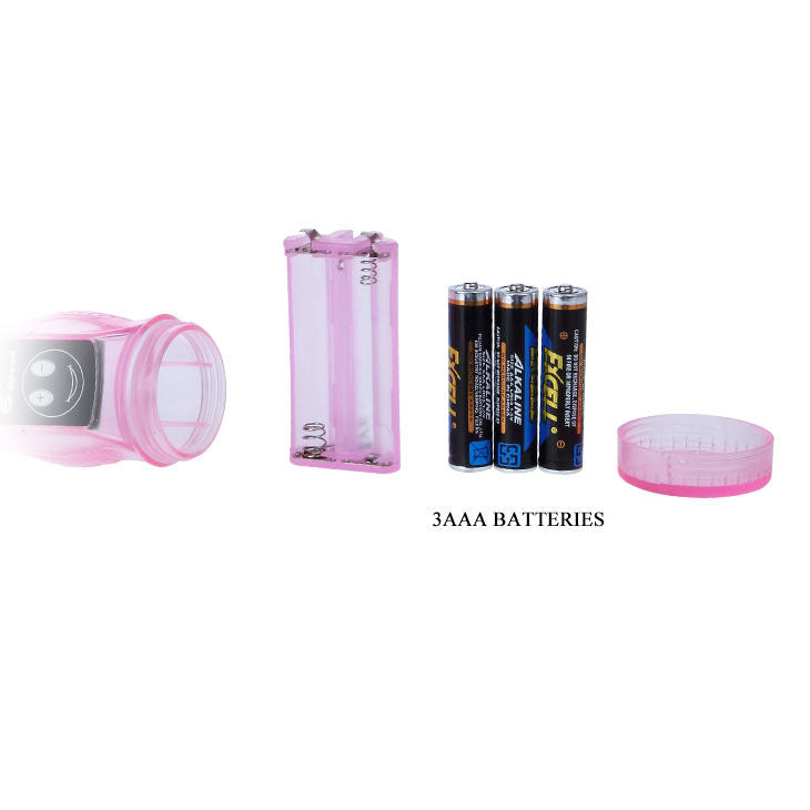 Close-up do BAILE Vibrador Flexível com Estimulador Anal e Ponto G, mostrando seu design ergonómico e material de gelatina macia.