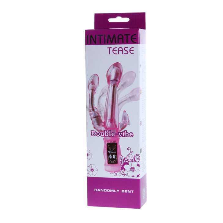 Close-up do BAILE Vibrador Flexível com Estimulador Anal e Ponto G, mostrando seu design ergonómico e material de gelatina macia.