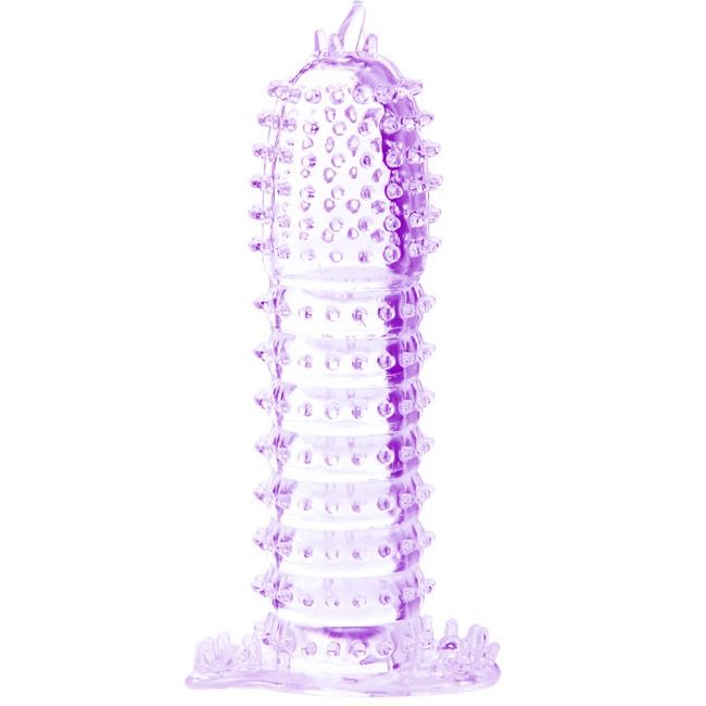 Close-up da BAILE Manga para Pénis com Pontos Estimulantes Roxo 14cm, mostrando textura e flexibilidade.