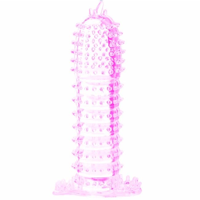 Close-up da BAILE Manga para Pénis com Pontos Estimulantes Rosa 14 cm, mostrando a sua superfície texturizada.