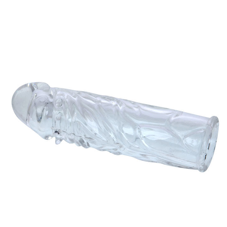 Close-up of the BAILE Capa para Pénis Silicone Transparente com Nódulos, highlighting its texture and design.