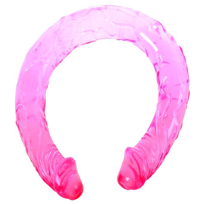 Close-up do Dildo Duplo BAILE Rosa 44.5cm, mostrando sua flexibilidade e design de duas pontas.