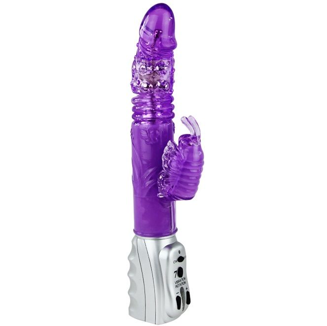 Vibrador BAILE Rotativo Oscilante com Estimulador de Língua em TPR macio, detalhe das funções.