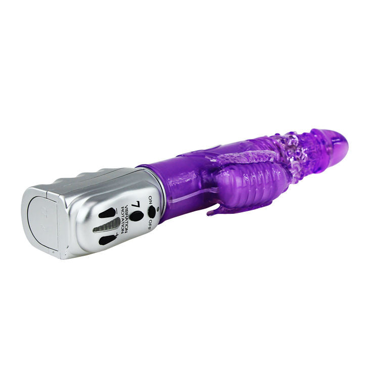 Vibrador BAILE Rotativo Oscilante com Estimulador de Língua em TPR macio, detalhe das funções.