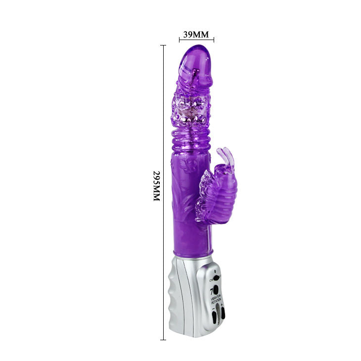Vibrador BAILE Rotativo Oscilante com Estimulador de Língua em TPR macio, detalhe das funções.