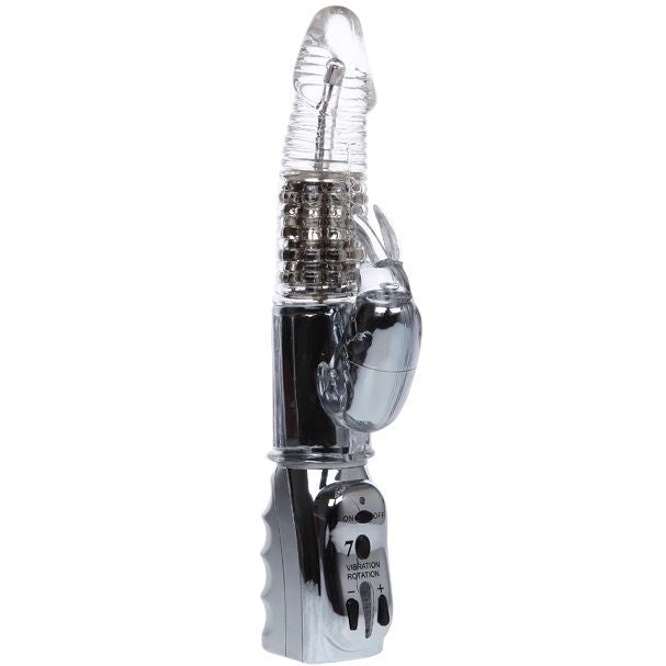 Vibrador Rotador Amour Missile Transparente BAILE com estimulador clitoriano e esferas rotativas