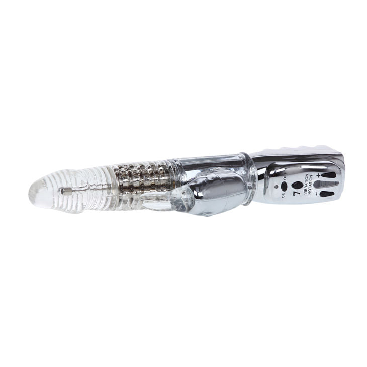 Vibrador Rotador Amour Missile Transparente BAILE com estimulador clitoriano e esferas rotativas