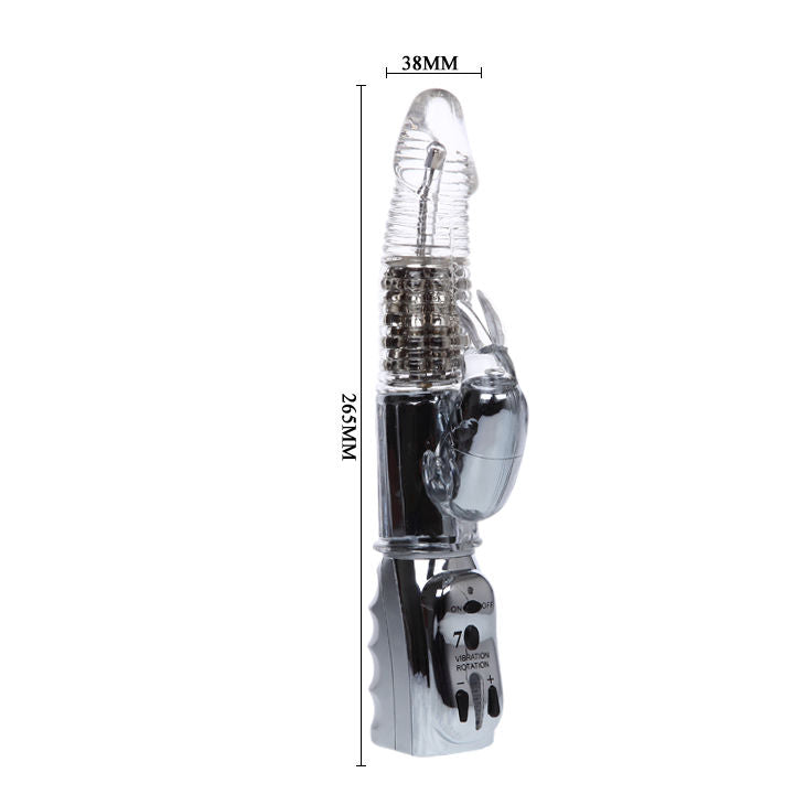 Vibrador Rotador Amour Missile Transparente BAILE com estimulador clitoriano e esferas rotativas