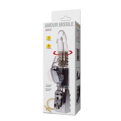 Vibrador Rotador Amour Missile Transparente BAILE com estimulador clitoriano e esferas rotativas