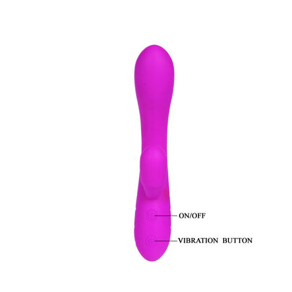 Close-up do Vibrador PRETTY LOVE Smart Victor com estimulador de clitóris, mostrando o design ergonómico e o material de silicone.