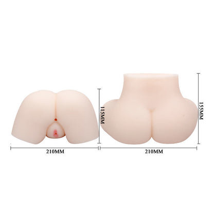 Masturbador BAILE Realista Vagina e Ânus Cyberskin com Vibrador, mostrando detalhes da textura.
