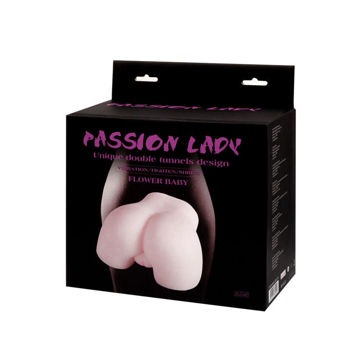 Masturbador BAILE Realista Vagina e Ânus Cyberskin com Vibrador, mostrando detalhes da textura.
