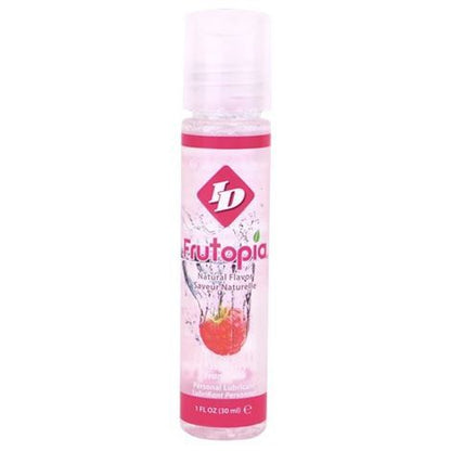 Close-up do Lubrificante ID Frutopia Framboesa Natural 30ml, mostrando a embalagem e o sabor.