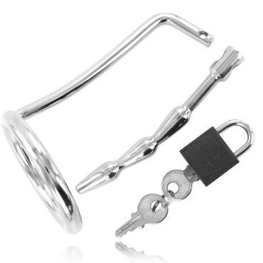 METAL HARD Anel de Testículo com Plug Uretral para Castidade BDSM