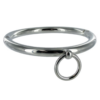 Colar BDSM METAL HARD em aço cromado com anel e fecho de chave Allen.