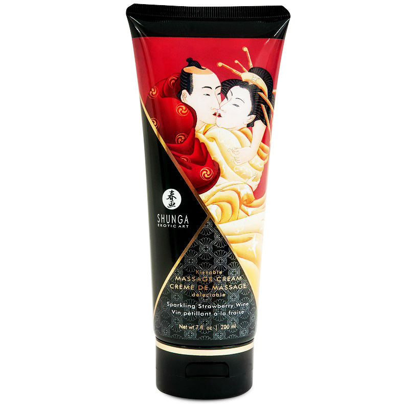 Shunga Creme de Massagem Sabor Morango e Cava 200 ML para Massagens Sensuais