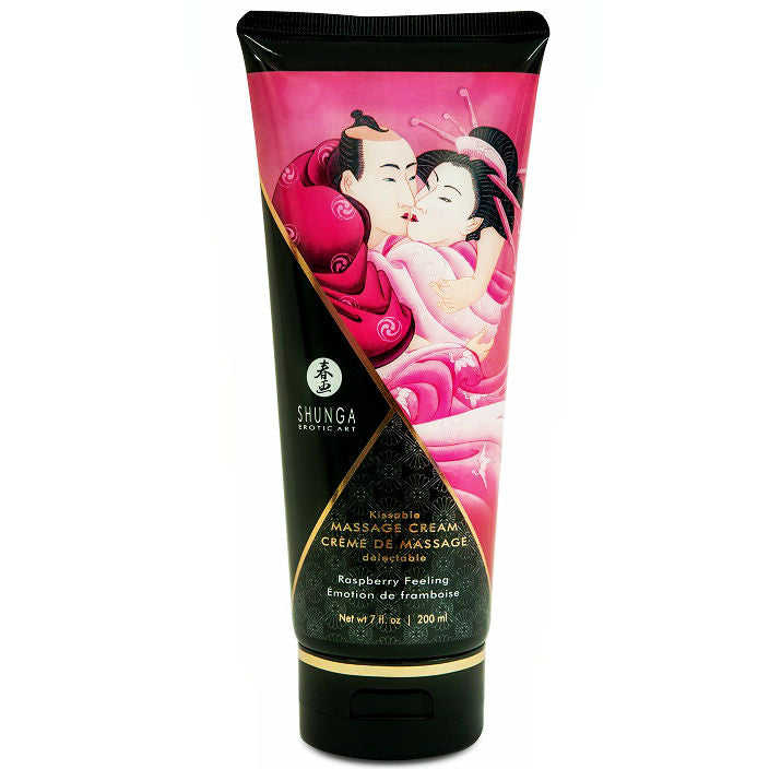 Creme de massagem Shunga sabor framboesa 200ml para momentos sensuais